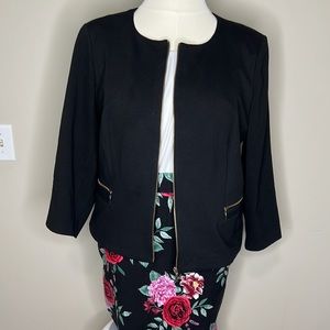 Roz & Ali black zip blazer/jacket 2X